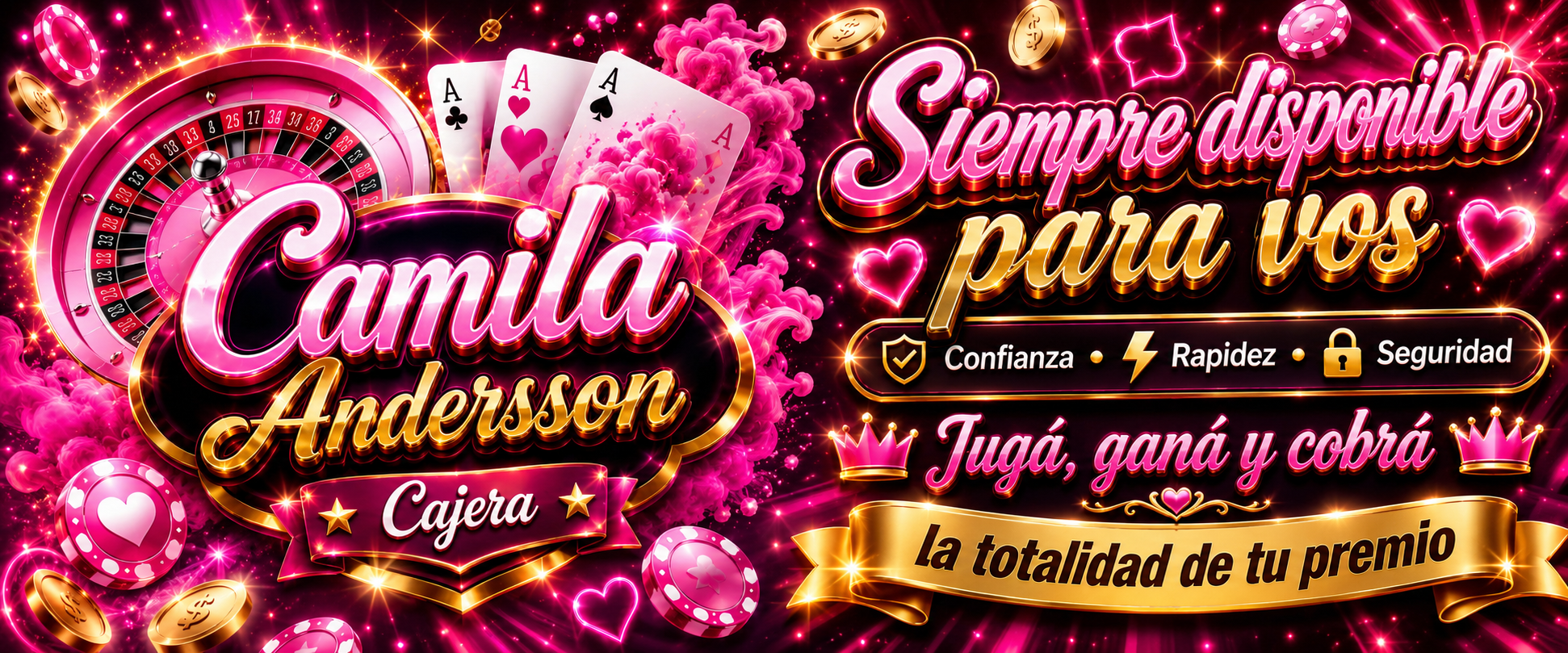 Camila Andersson Cajera — Siempre disponible para vos. Jugá, ganá y cobrá la totalidad de tu premio.